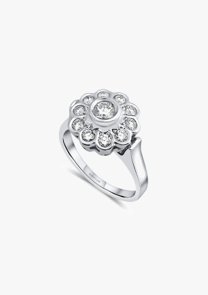 MARTINA 18K gold with brilliant cut diamonds rosette ring.
