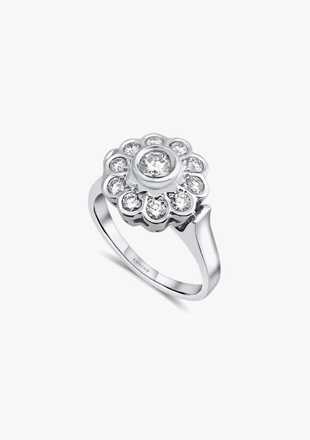 MARTINA 18K gold with brilliant cut diamonds rosette ring.