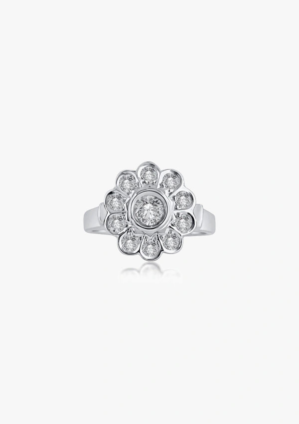 Bague MARTINA en or 18K avec rosette de diamants taille brillant 2