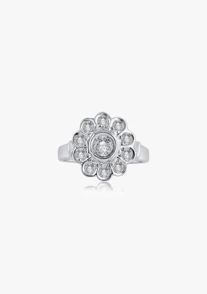 MARTINA 18K gold with brilliant cut diamonds rosette ring. 2