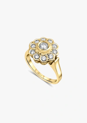 MARTINA 18K gold with brilliant cut diamonds rosette ring. 2