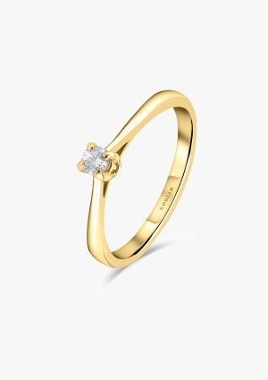 PARÍS 18K yellow gold solitaire ring with a brilliant cut diamond 2