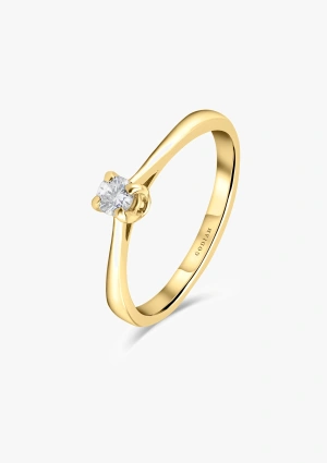 PARÍS 18K yellow gold solitaire ring with a brilliant cut diamond 2