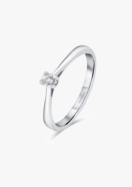 PARÍS 18K white gold with brilliant cut diamond solitaire ring