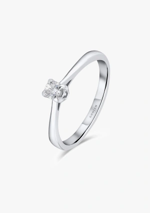 PARÍS 18K white gold solitaire ring with brilliant cut diamond 2