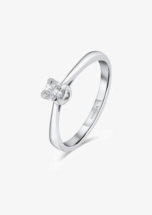 PARÍS 18K white gold solitaire ring with brilliant cut diamond 2