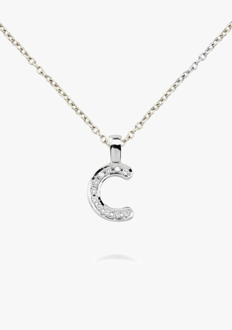 BIG C INITIAL 18K white gold with brilliant cut diamonds pendant