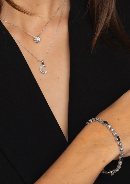 BIG C INITIAL 18K white gold diamonds pendant