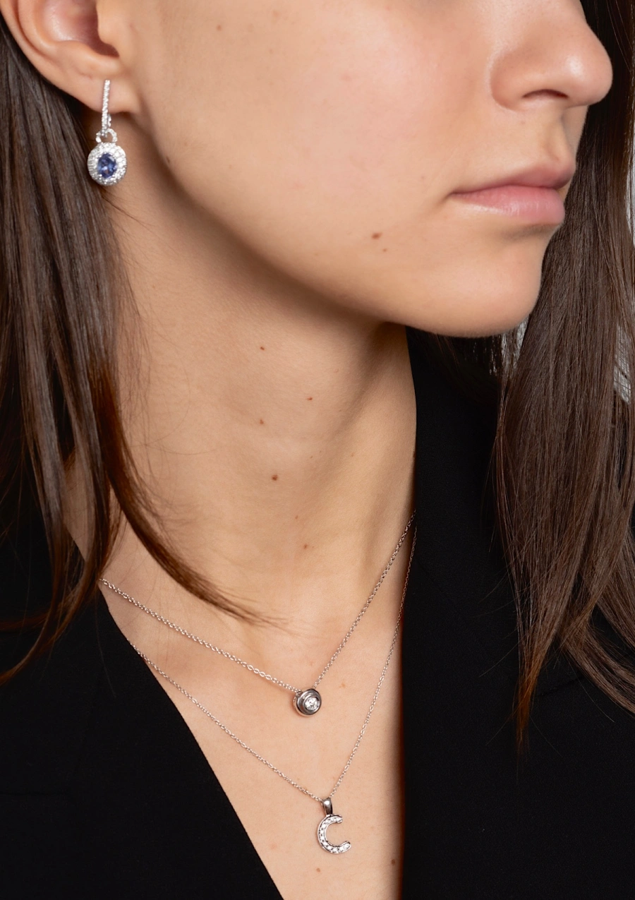 BIG C INITIAL 18K white gold diamond pendant