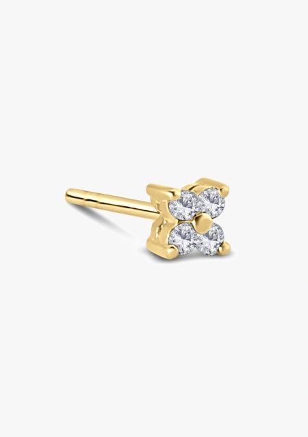 Boucles d'oreilles 4 PETALS en or 18K et 4 diamants taille brillant