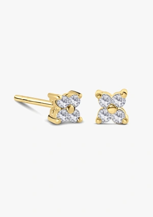 4-PETALS 18K gold with 4 brilliant cut diamonds stud earrings 2