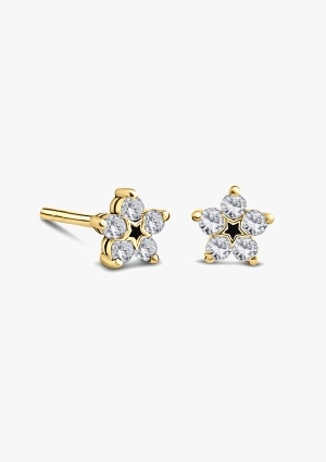 5-PETALS 18K gold with 5 brilliant cut diamonds studs. 2