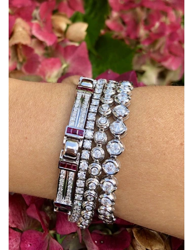 Pulsera AISHA Grand Riviêre 3.0 en oro blanco 18K y diamantes|Pulseras|Godiam Alta Joyería