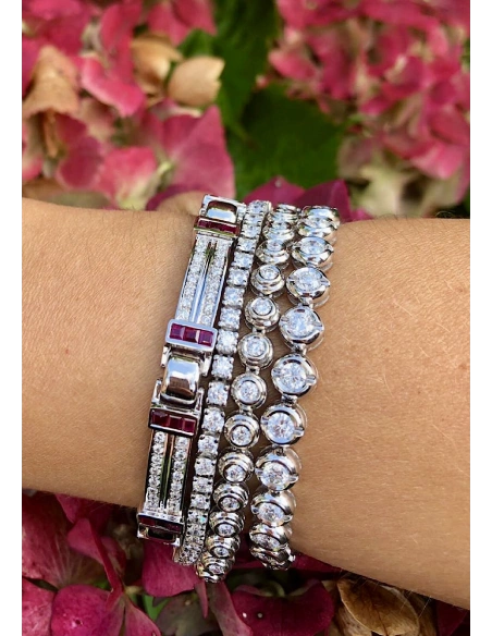Pulsera AISHA Grand Riviêre 3.0 en oro blanco 18K y diamantes|Pulseras|Godiam Alta Joyería