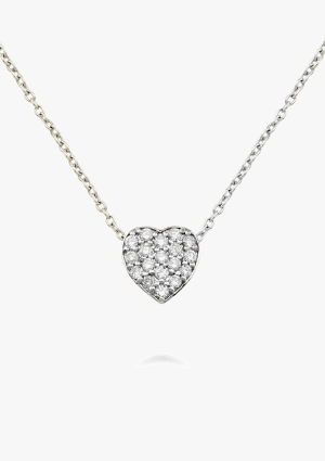 Pendentif avec chaîne LOVE YOU en or 18 carats avec un coeur serti d'un pavé de diamants taille brillant 2
