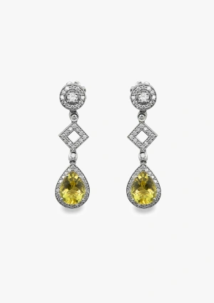 Boucles d'oreilles AIDA en or blanc 18K diamants et béryls.