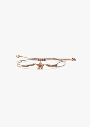 Pulsera ONS en oro rosa de 18K con diamantes y macramé.