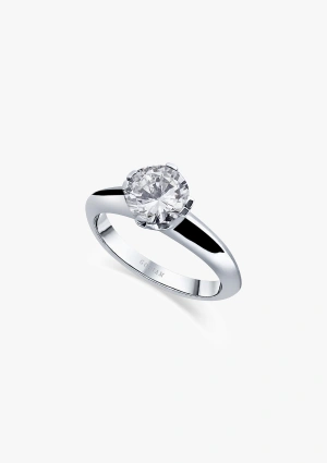 Bague solitaire CORUÑA en or blanc 18K et diamant de 1,22ct.