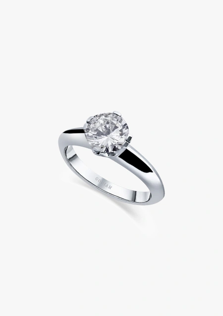 Bague solitaire CORUÑA en or blanc 18K et diamant de 1,22ct.