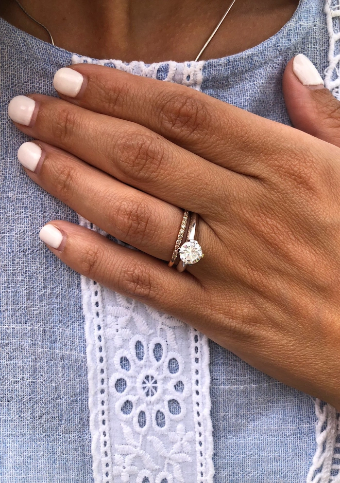 Bague solitaire CORUÑA en or blanc 18K et diamant de 1,22ct.