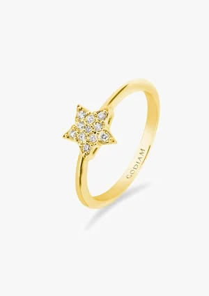 ESTRELLA ring in 18K gold with pave diamonds