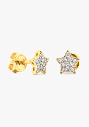 ESTRELLA earrings in 18K gold with brilliant cut pave diamonds 2