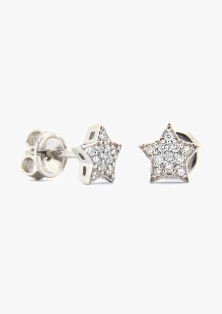 Boucles d'oreilles ESTRELLA en or 18K et pavé de diamants.