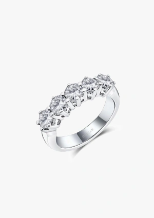 Bague demi alliance PALOMA en or blanc 18K et diamants.