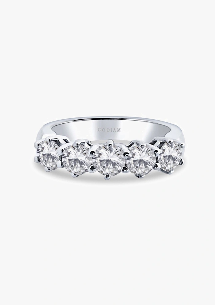PALOMA 18K white gold diamonds half eternity band ring.