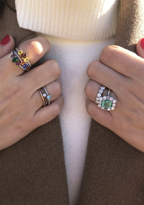 PALOMA 18K white gold diamond half eternity wedding ring.