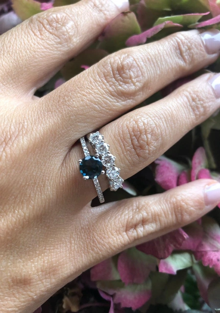PALOMA 18K white gold diamonds half eternity band ring.