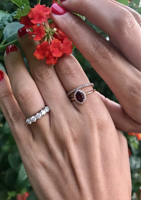 PALOMA 18K white gold diamonds half eternity band ring.