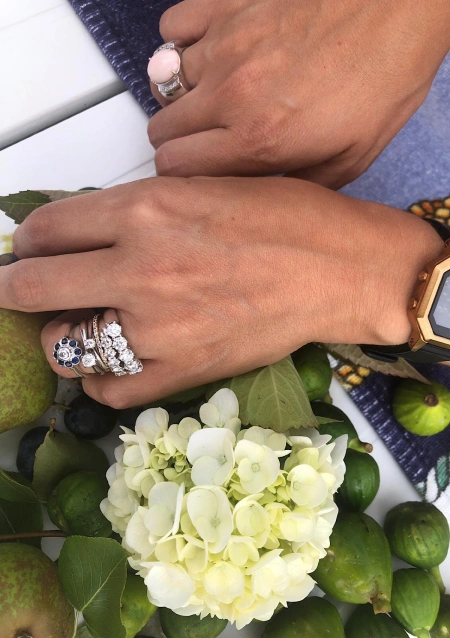 PALOMA 18K white gold diamonds half eternity band ring.