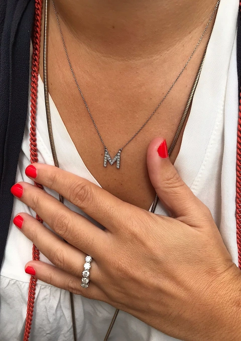 PALOMA 18K white gold diamond half eternity wedding ring.