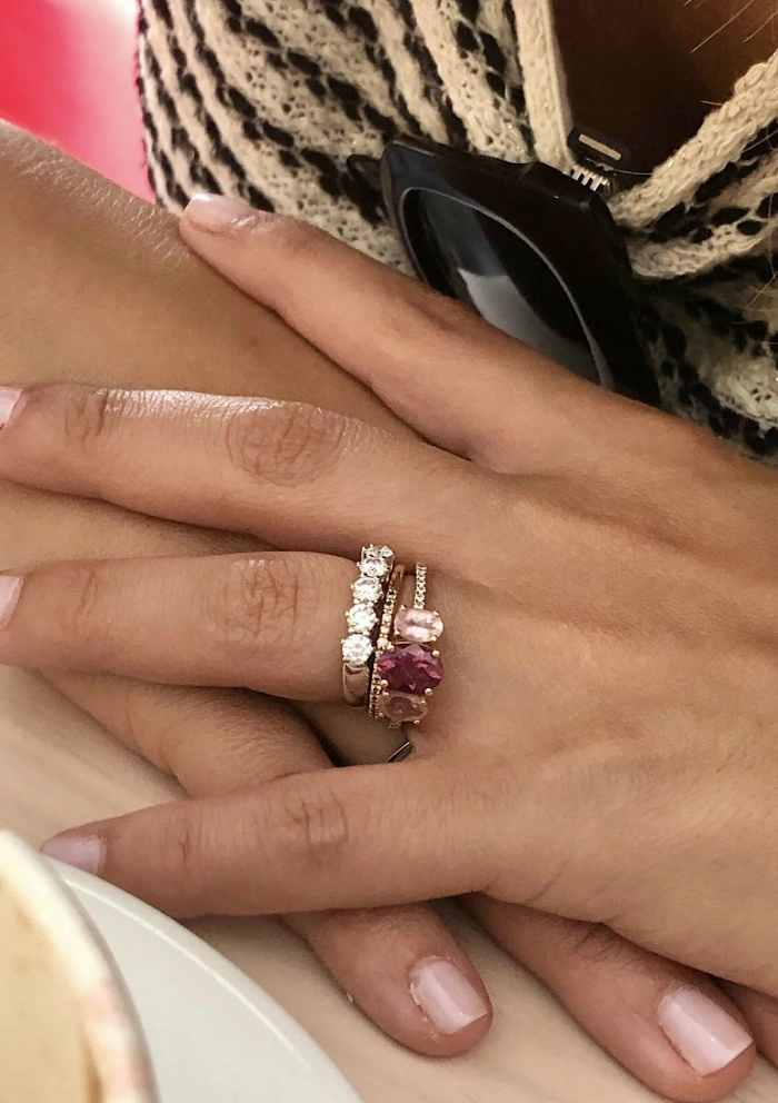 PALOMA 18K white gold diamonds half eternity band ring.