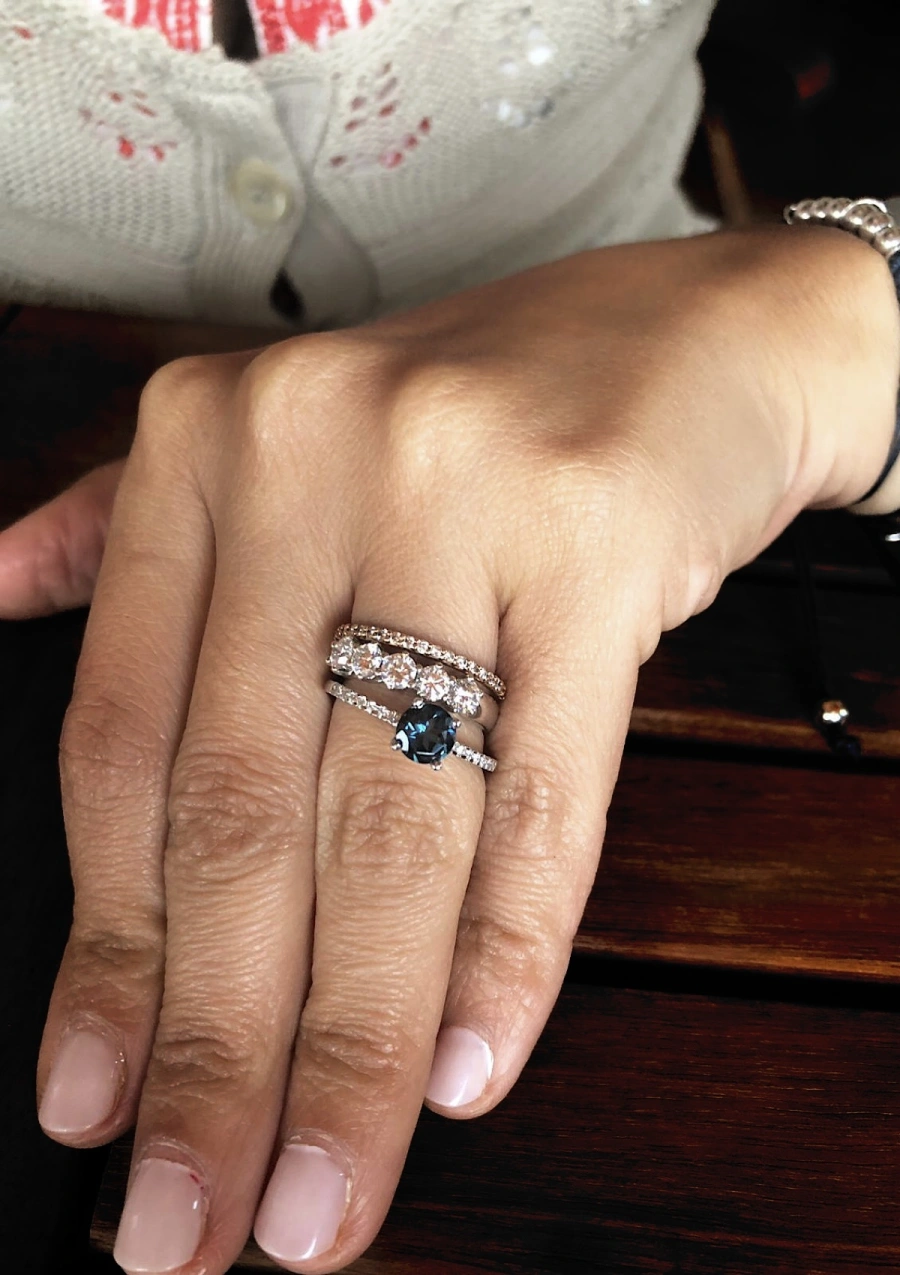 PALOMA 18K white gold diamond half eternity wedding ring.