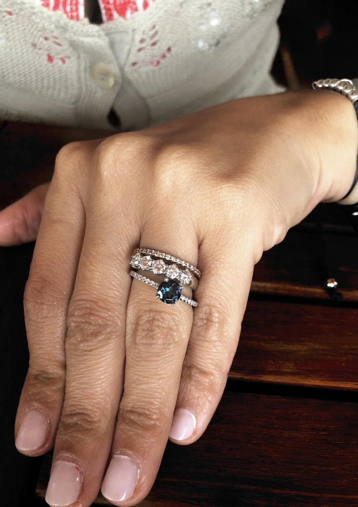 PALOMA 18K white gold diamonds half eternity band ring.