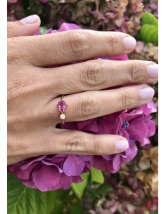 MIRAVELLE 18K rose gold ring with brilliant cut diamond and pear cut pink tourmaline 2