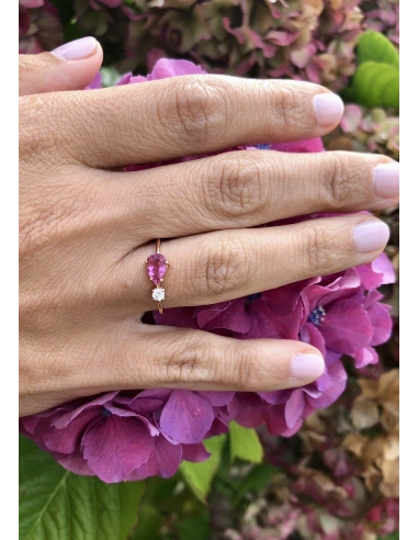 MIRAVELLE 18K rose gold ring diamond & pink tourmaline