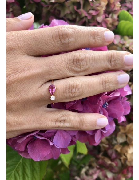 MIRAVELLE 18K rose gold ring diamond & pink tourmaline