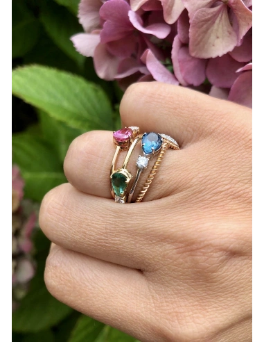 MIRAVELLE 18K rose gold ring diamond & pink tourmaline