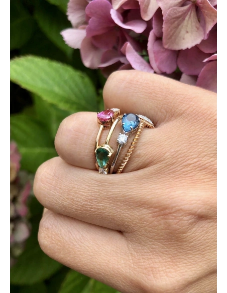 MIRAVELLE 18K rose gold ring diamond & pink tourmaline