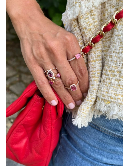MIRAVELLE 18K rose gold ring diamond & pink tourmaline