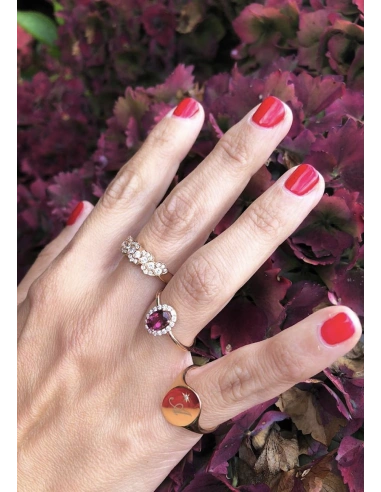 Anillo OVAL SIGNET en oro amarillo 18K y diamante|Anillos de Diamantes|Godiam Alta Joyería