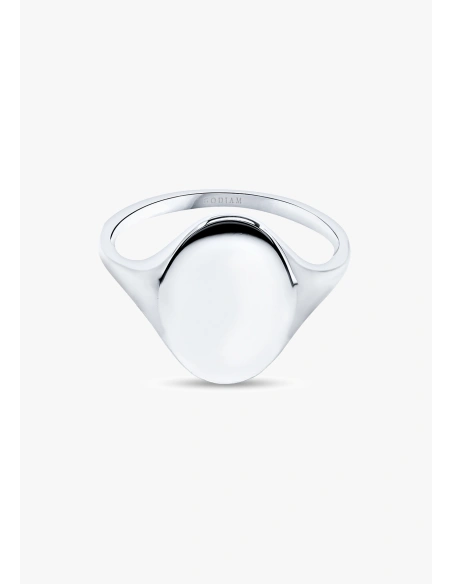 Bague OVAL SIGNET en or blanc 18K
