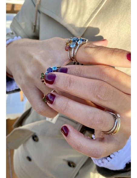 TRIBECA 18K yellow gold diamonds iolite tourmaline ring.