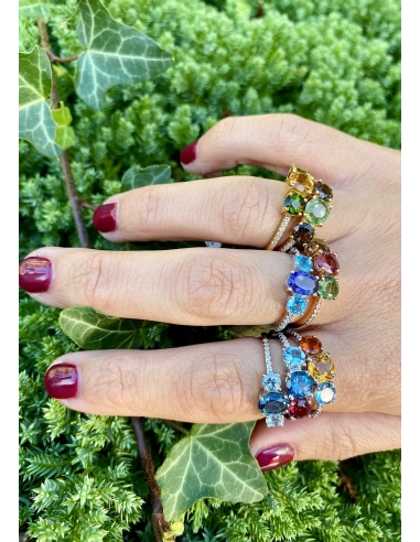 TRIBECA 18K yellow gold diamonds iolite tourmaline ring.