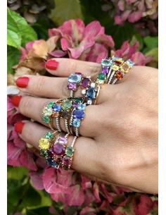 Bague TRIBECA or rose 18K diamants tourmaline aigue-marine. 2