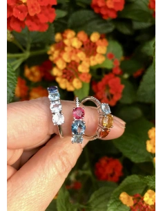 Bague TRIBECA or blanc 18K diamants topaze et tourmalines. 2