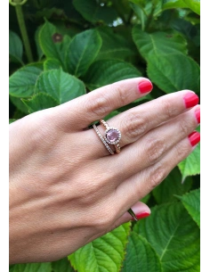 BURBUJAS 18K rose gold diamonds and tourmaline halo ring. 2